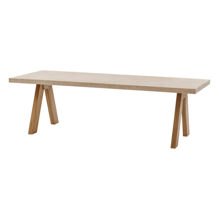Table de jardin rectangulaire "Venizia" effet travertin 8 places en acacia