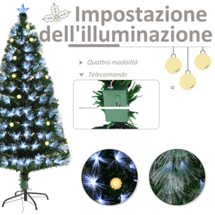 HOMCOM 150cm Albero di natale artificiale rami 180 luce a LED fibre ottiche