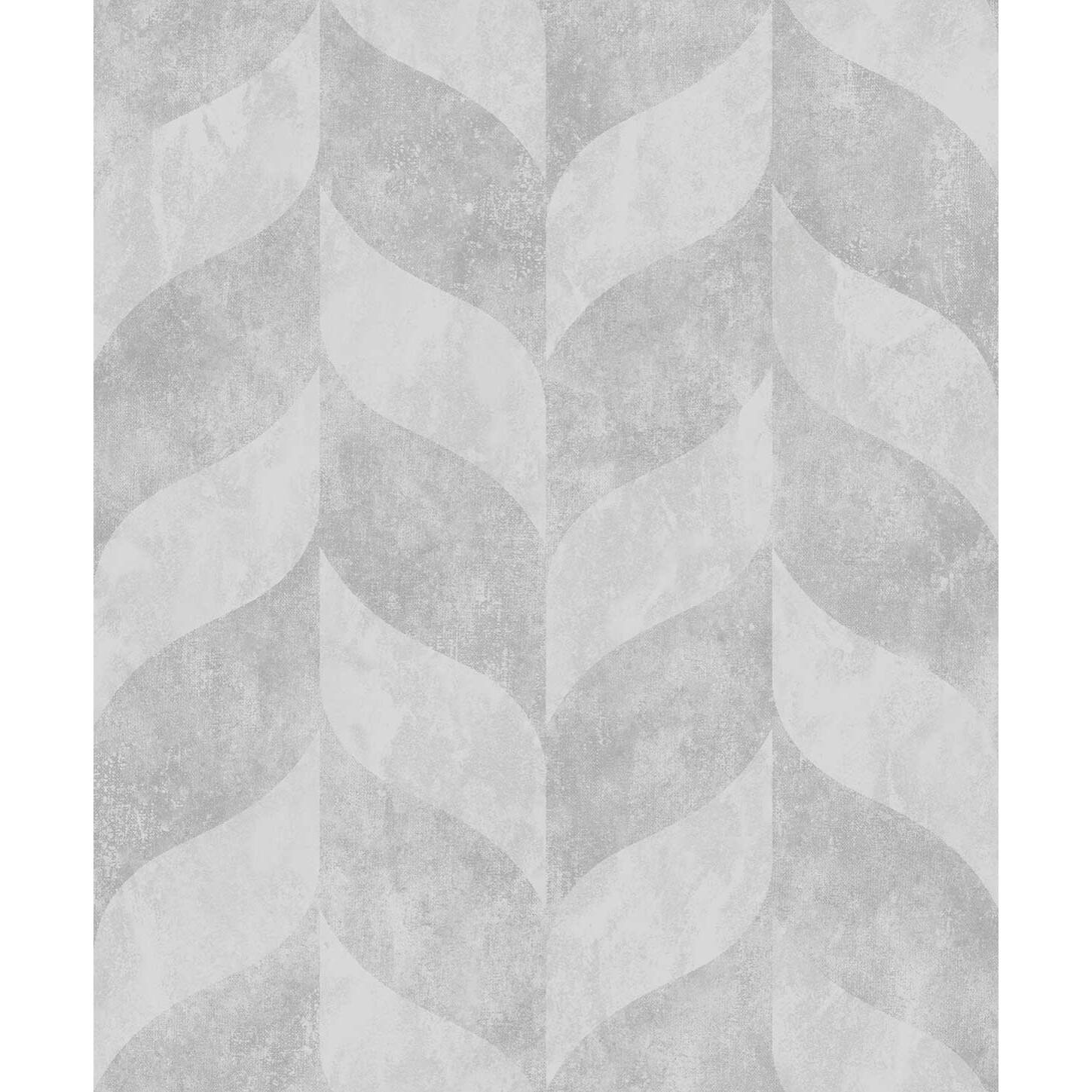 Papier peint géométrique feuilles gris argent