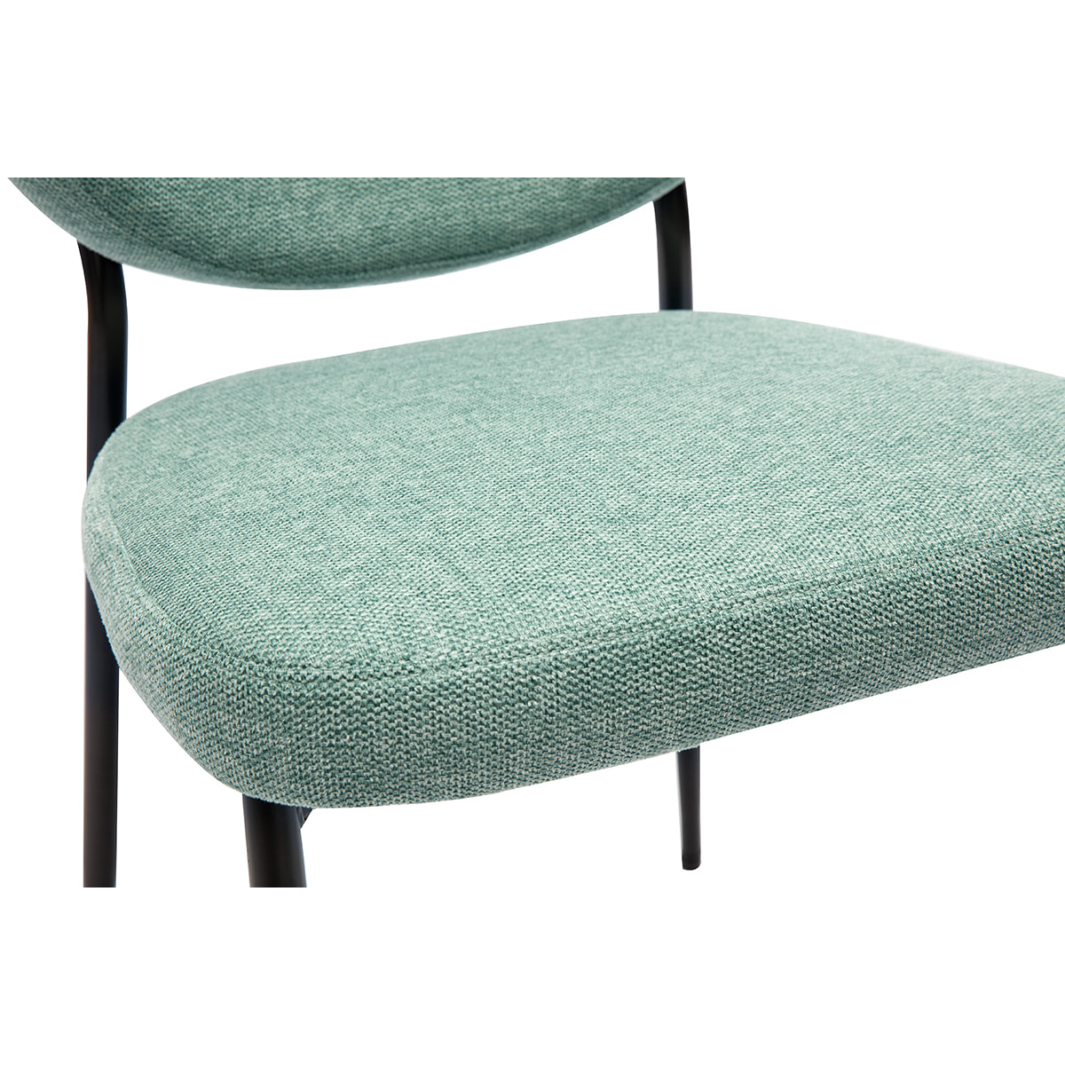 Chaises en tissu effet velours texturé vert céladon et métal noir (lot de 2) BREKA