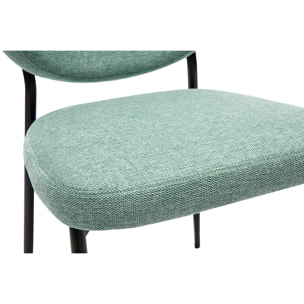Chaises en tissu effet velours texturé vert céladon et métal noir (lot de 2) BREKA