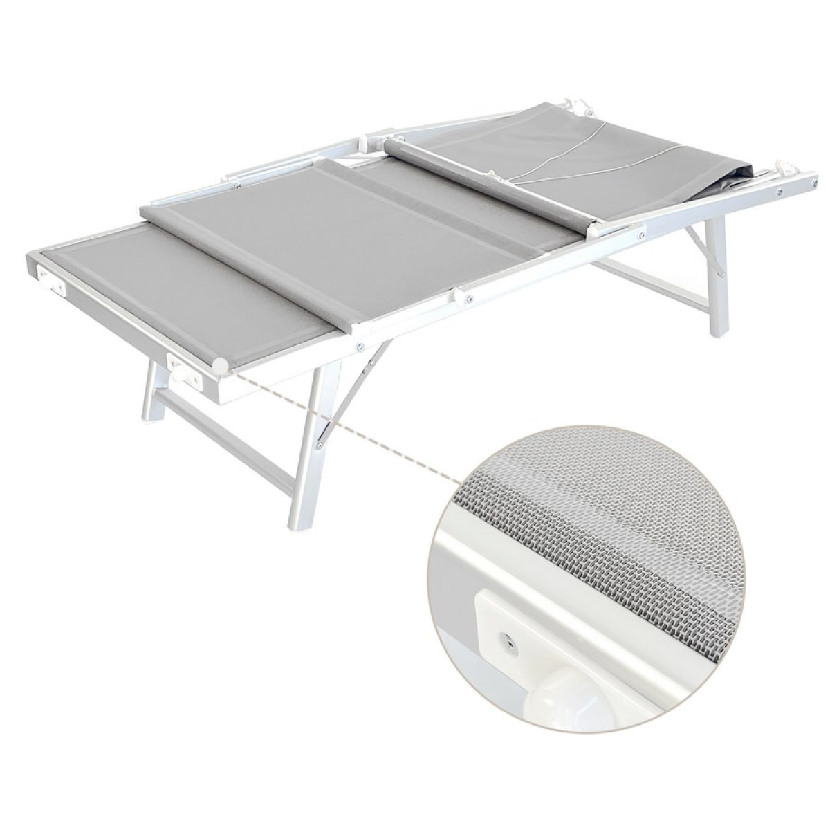 Lettino prendisole in alluminio e tela grigia Bagnino