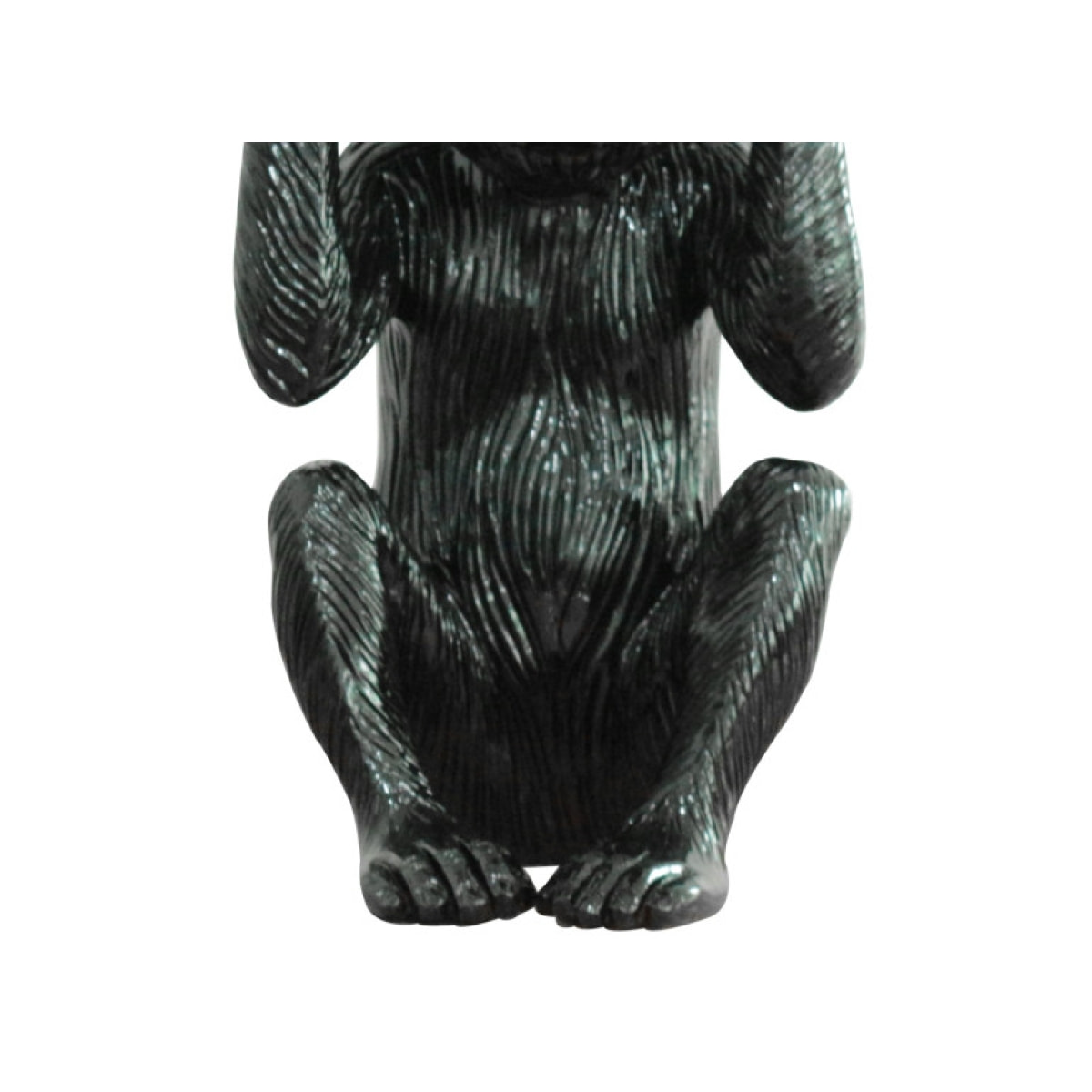 Statue singe en résine noir laqué H40cm - KIKAZARU