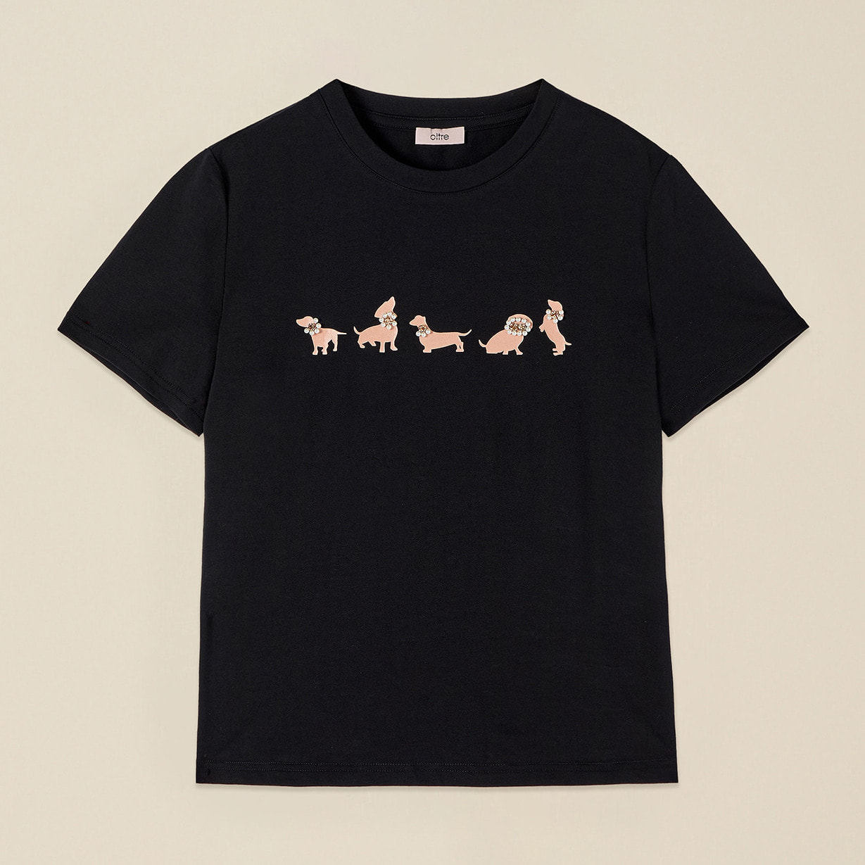 Oltre - T-shirt con stampa e applicazioni - Nero