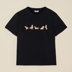 Oltre - T-shirt con stampa e applicazioni - Nero