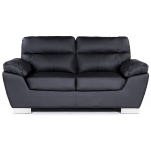Canapé fixe en cuir reconstitué et PVC "Dallas" - 169 x 88 x 90 cm - 2 places - Noir