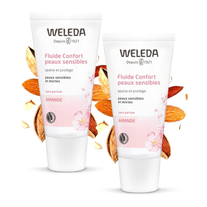 WELEDA - Duo Fluide Confort peaux sensibles - Protège et apaise - Sans parfum - Certifié Natrue**- Tube 30 ml x 2