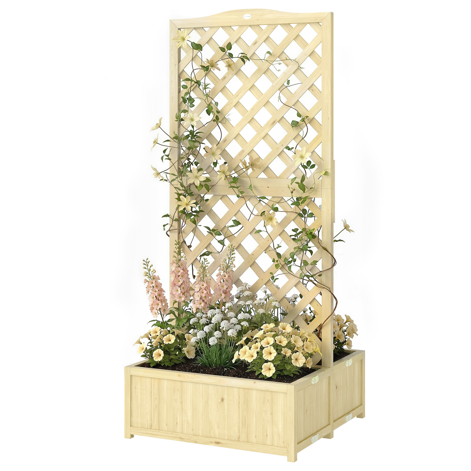 Jardinière double bac treillis haut 1,7m bois sapin pré-huilé