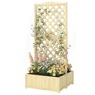 Jardinière double bac treillis haut 1,7m bois sapin pré-huilé