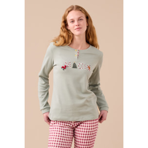 Pigiama donna caldo cotone articolo vichy natale Noidinotte