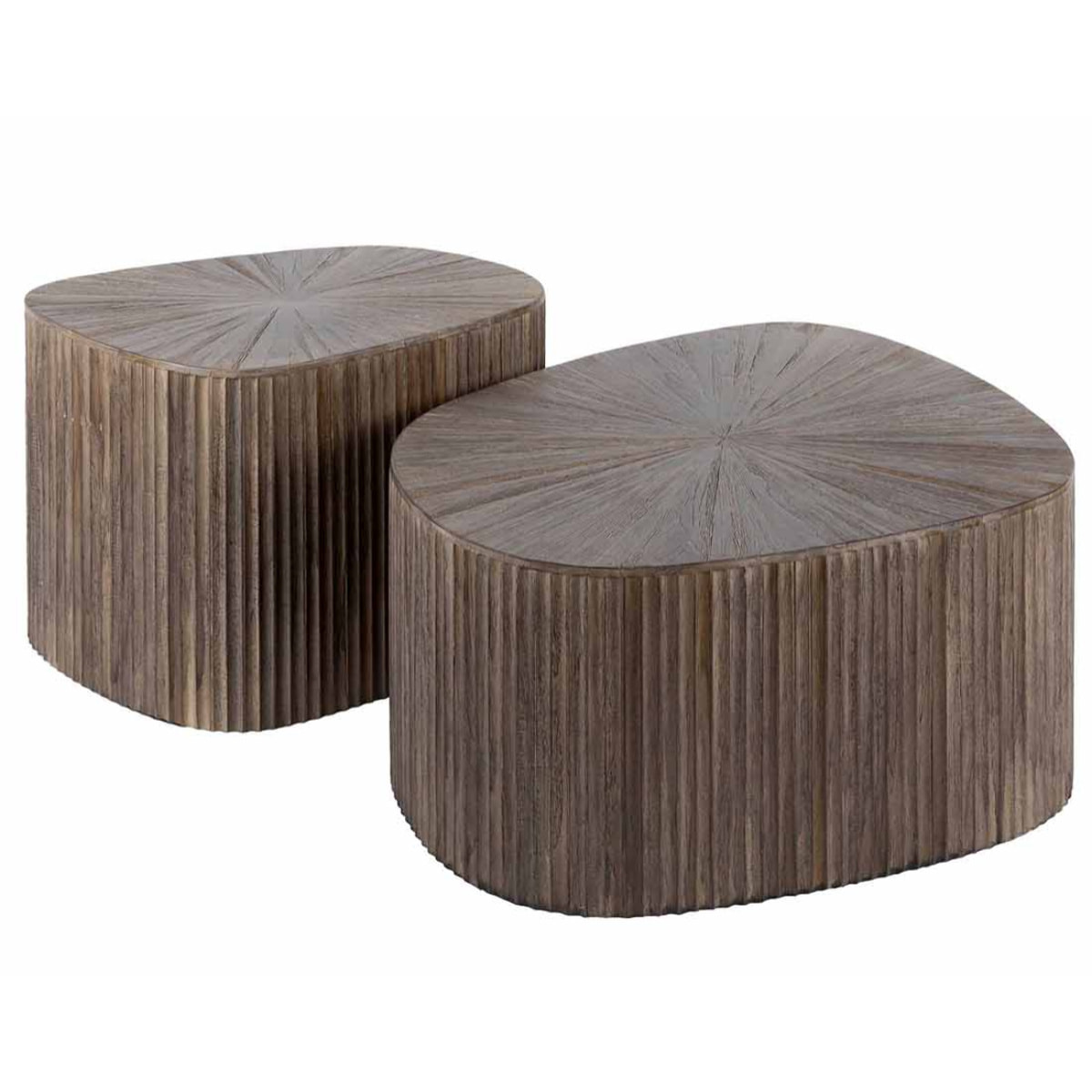 Tania - lot de 2 tables basses gigognes en teck massif - 73 et 53 cm - Bois