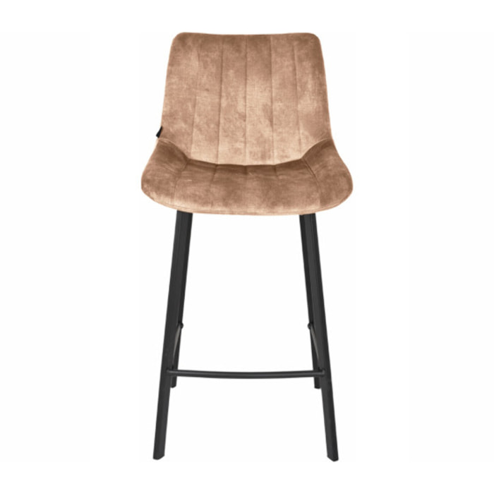 Tabouret de bar rembourré et capitonné en velours - EMMA 2