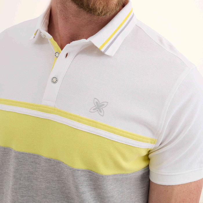 Polo de Manga Corta Piqué Algodón Orgánico Tricolor LIFESTYLE POLO STRIPES LIME