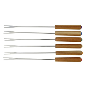 Lot de 6 fourchettes à fondue savoyarde en bois FSC Fackelmann Nature
