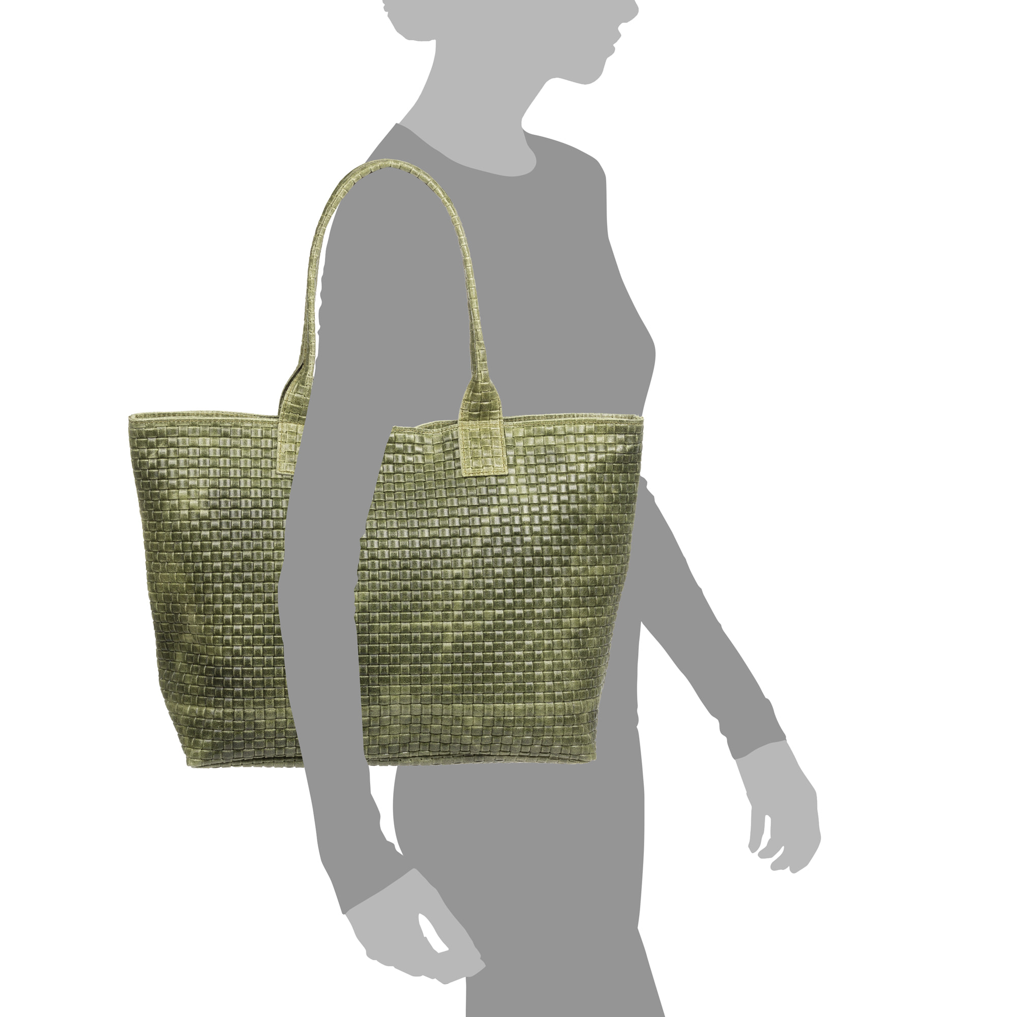 Albisola borsa a spalla da donna. Pelle autentica finitura in camoscio con incisione intrecciata.