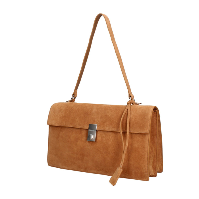 Borsa a spalla da donna Made in Italy - Lavinia Chic - Pelle Scamosciata - 34.5 x 21.0 x 10.0 cm