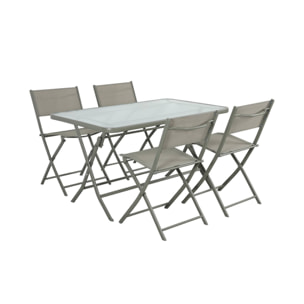 Table de jardin pliante acier + 4 assises ANCONA