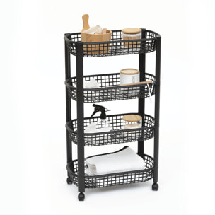 Desserte avec paniers 4 niveaux noir