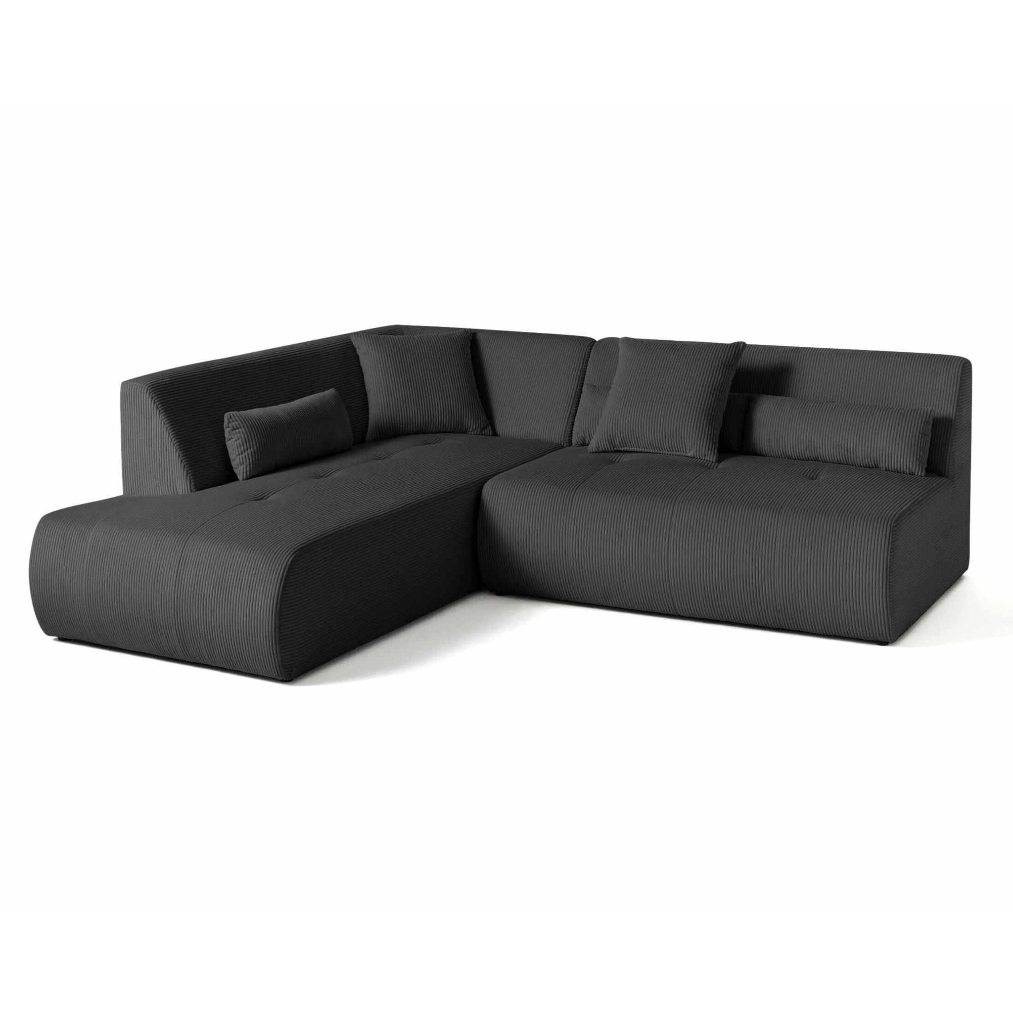 Onyx - canapé modulable d'angle gauche - 5 places - en velours côtelé - Gris foncé