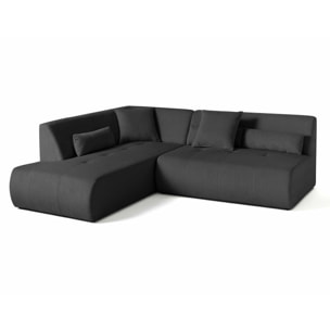 Onyx - canapé modulable d'angle gauche - 5 places - en velours côtelé - Gris foncé