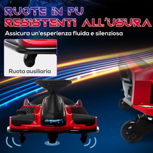 HOMCOM Go Kart Elettrico per Bambini 8-12 Anni Velocità 3-8 km/h per Drifting con Luci e Musica, Rosso