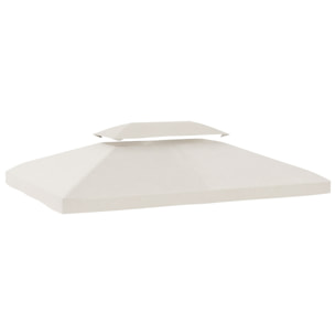 Techo de Repuesto para Cenador, 4x3 m, Cubierta de Repuesto con Techo Doble, 10 Orificios de Drenaje y Protección UV, SOLO Toldo de Recambio para Pabellón Gazebo, Blanco Crema