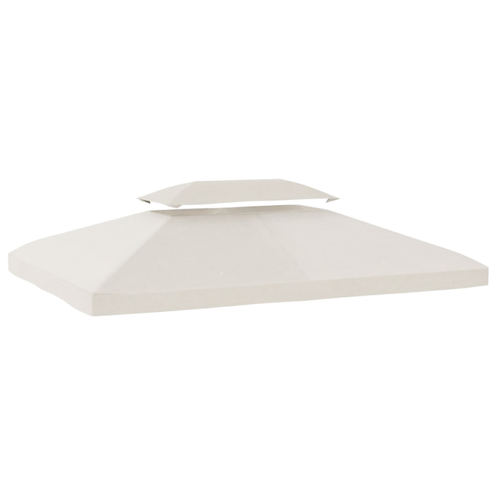 Techo de Repuesto para Cenador, 4x3 m, Cubierta de Repuesto con Techo Doble, 10 Orificios de Drenaje y Protección UV, SOLO Toldo de Recambio para Pabellón Gazebo, Blanco Crema