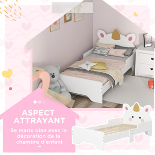 Lit enfant design licorne - sommier à lattes inclus - rose