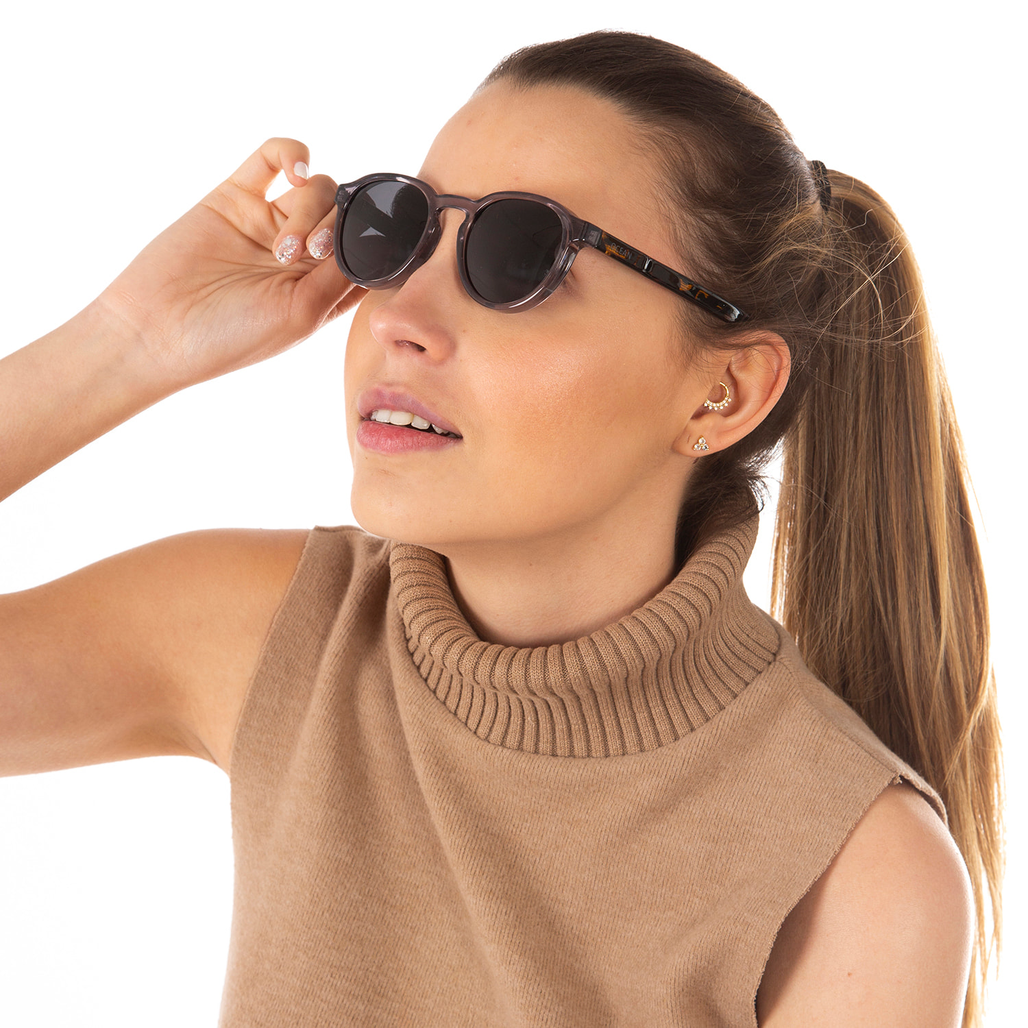 Gafas de sol OCEAN LA ROCHELLE - Azul oscuro / Gris transparente con patillas en carey y lente ahumada