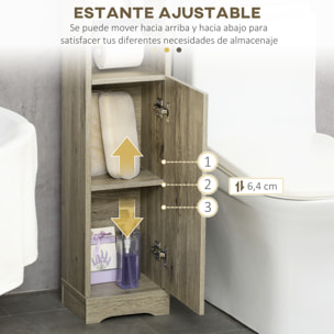 Armario Alto de Baño Columna Auxiliar de Baño Armario Multiusos con Estante Ajustable y Portarrollos de Papel para Salón Dormitorio 23x18x100 cm Gris