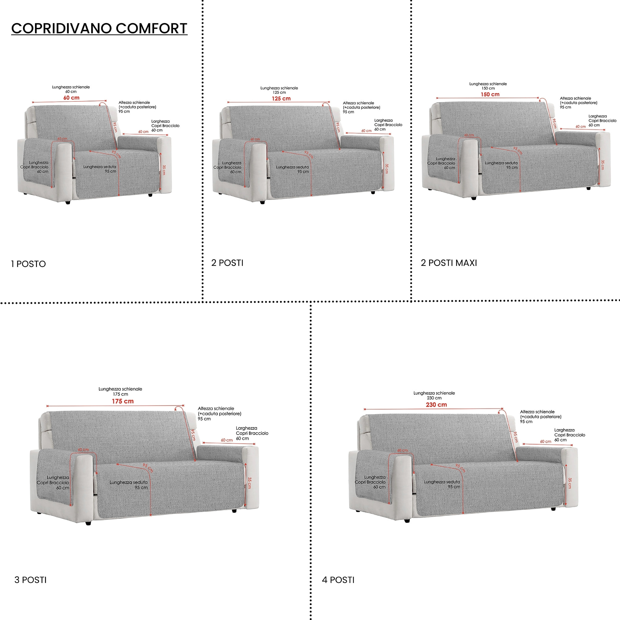 COPRIDIVANO ANTISCIVOLO COMFORT MADE IN ITALY – BIANCO
