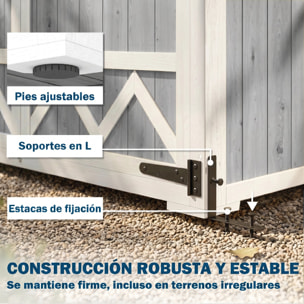 Caseta de Jardín de Madera 105x55x179 cm Cobertizo Jardín Exterior Impermeable Armario Exterior Herramientas con Puertas 4 Estantes Extraíbles Techo Metal Galvanizado Pies Ajustables Gris