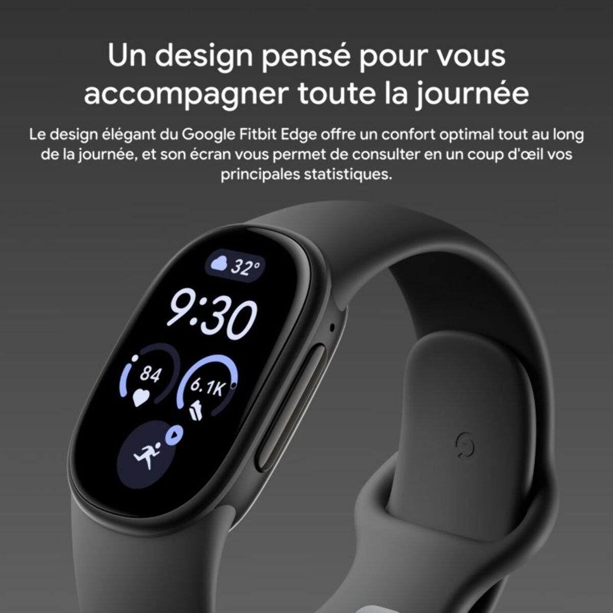 Bracelet connecté GOOGLE FITBIT Edge Noir Volcanique