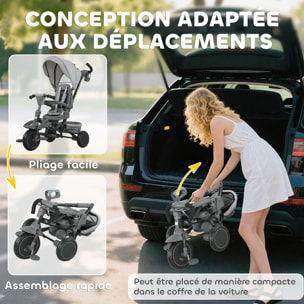 Tricycle évolutif pliable réglable 6 en 1 gris
