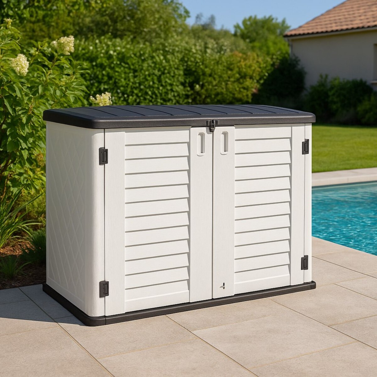 Armadio contenitore basso in resina bianca 125x73x104 cm – Andy