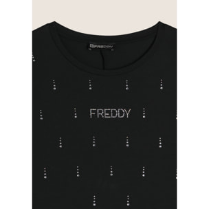 Vestito Svasato con Strass in Jersey Modal