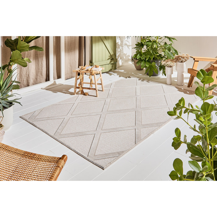 Tapis Loopin 328 Creme 200x280 cm - Motif en relief - Indoor & Outdoor