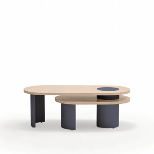 Mesa de centro Nori natural claro y patas azul oscuro