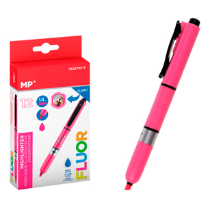 PACK 12 MARCADORES FLUORESCENTE RETRÁCTIL ROSA
