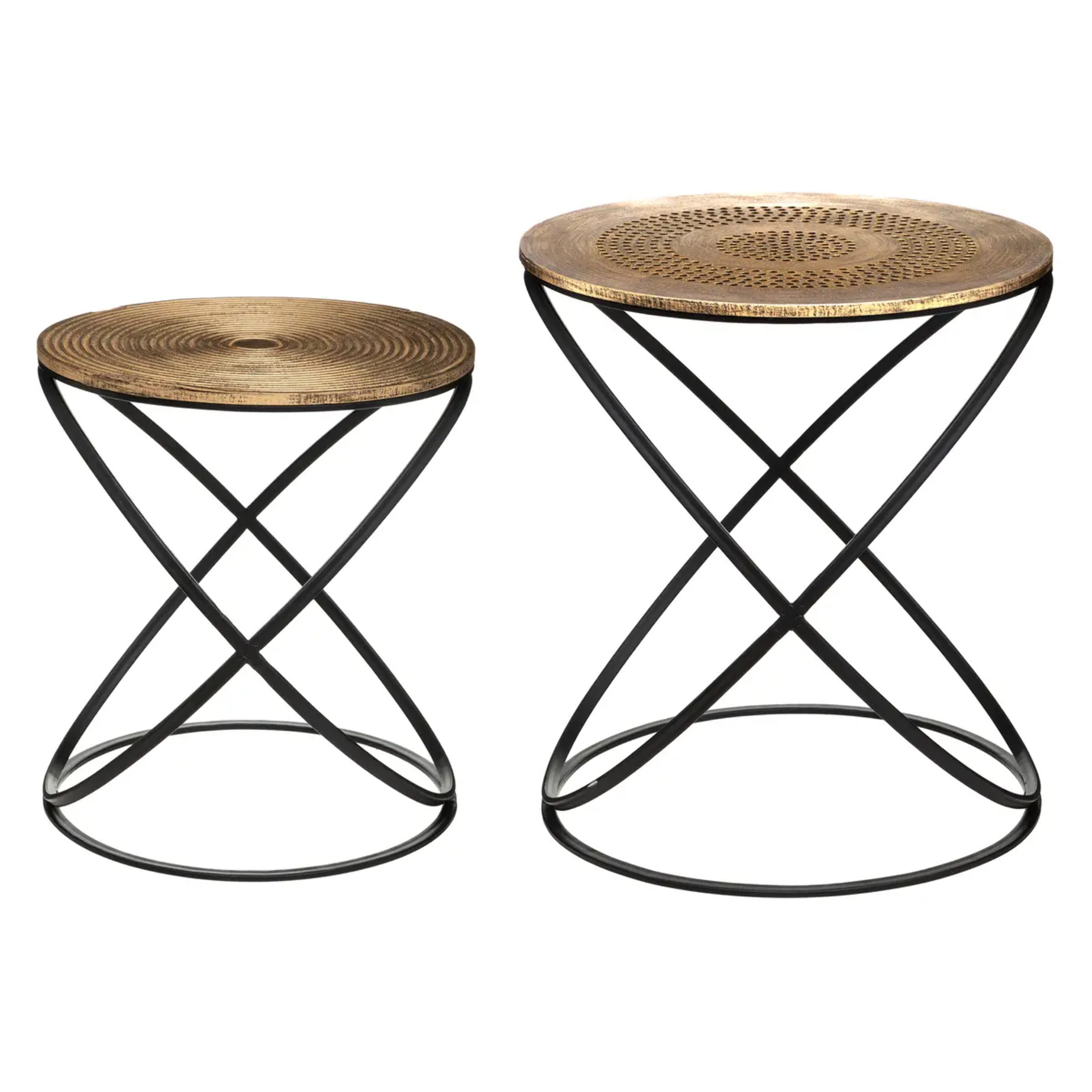 Lot de 2 tables gigognes "Etnik" cuivre D34/40cm