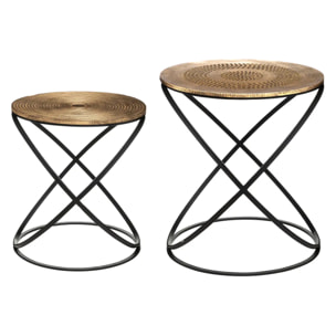 Lot de 2 tables gigognes "Etnik" cuivre D34/40cm