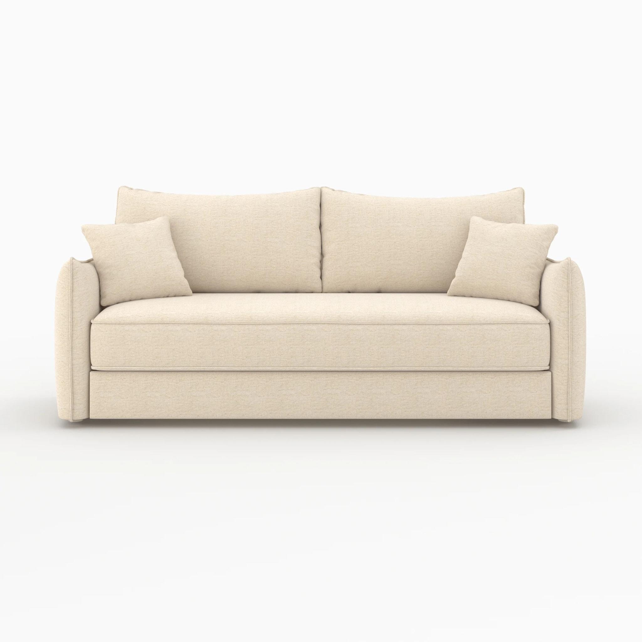 Canapé convertible 3 places en tissu effet lin blanc cassé - Céleste