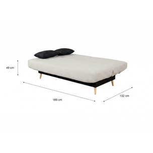 Canapé convertible Zephir, matelas Simmons, 130 x 190 cm, 2 coussins offerts, Aba perle