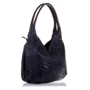 Jesi Borsa a spalla Donna.Pelle autentica Camoscio Incisa Intrecciata