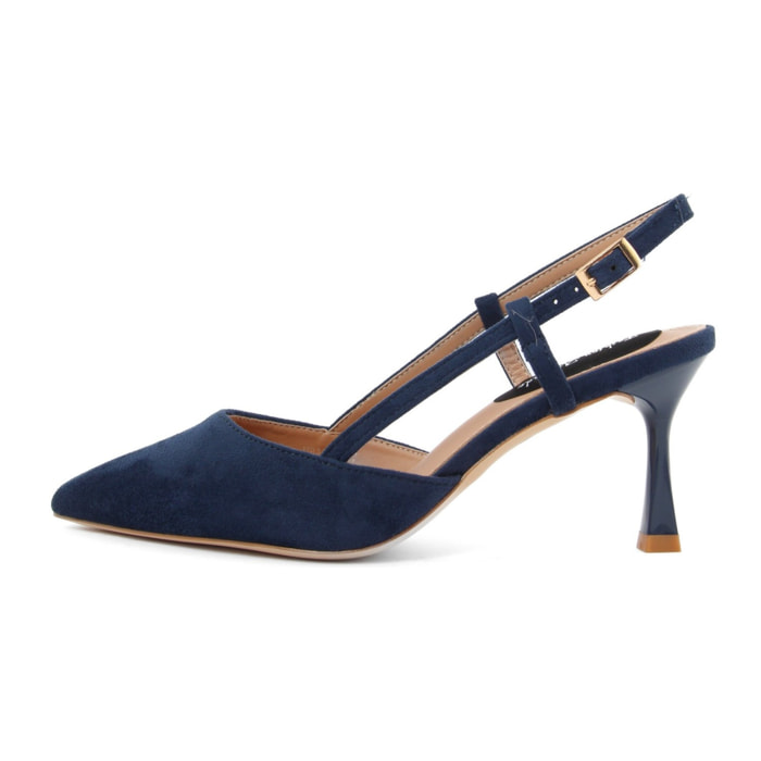 Slingback Donna colore Blu-Altezza tacco:8cm