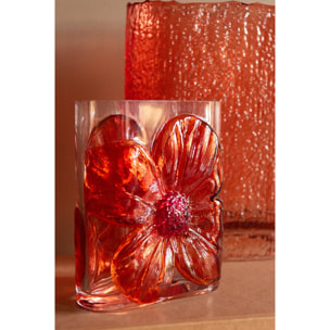 J-Line Vase Fleurs Verre Orange/Fuchsia Small Assortiment De 2