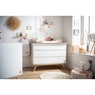 Commode 3 tiroirs en bois blanc