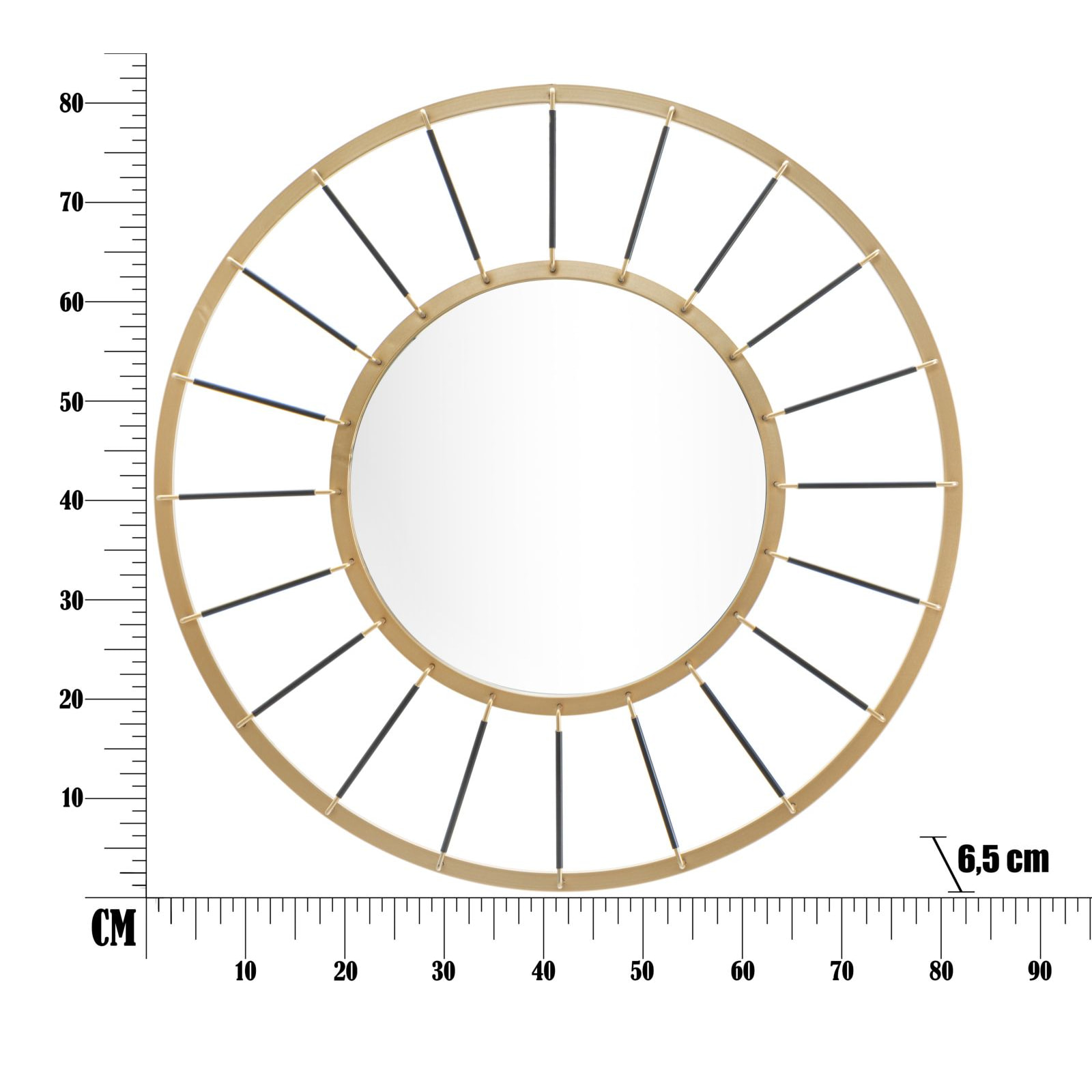 SPECCHIO DA MURO GLAM DARK CM Ø 81X6,5 (MISURA SPECCHIO CM Ø 41,5)