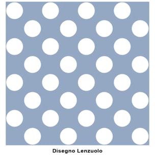 Lenzuolo superiore POIS AZZURRO 100% Cotone e Made in Italy a pallini retrò