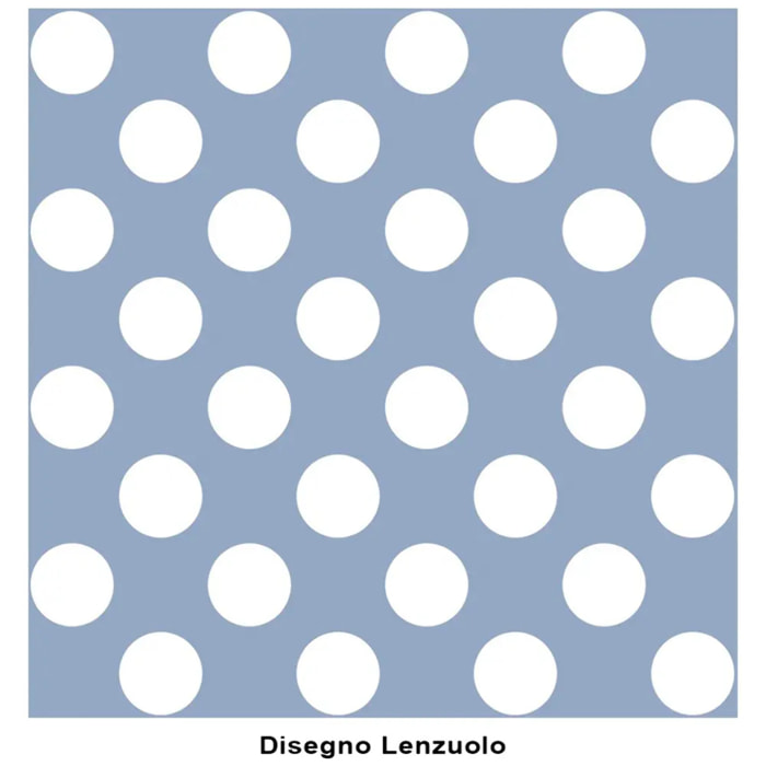 Lenzuolo superiore POIS AZZURRO 100% Cotone e Made in Italy a pallini retrò